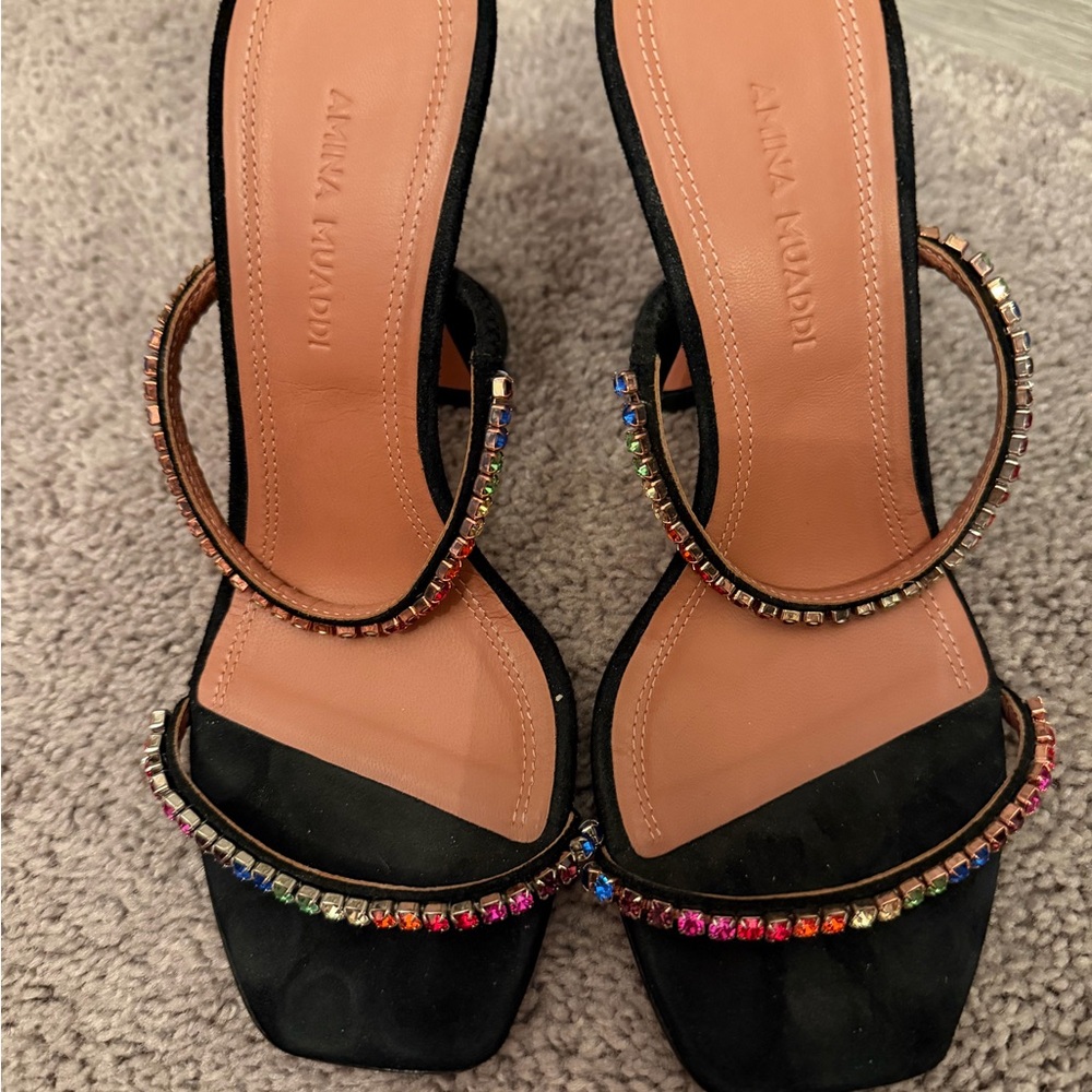 Amina Muaddi Black and Multicolor Women's Sandals size 35 or 5 US